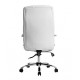 FAUTEUIL DE DIRECTION SIMILI CUIR BLANC BASE ACIER MAX