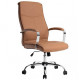 FAUTEUIL DE DIRECTION SIMILI CUIR CREME BASE ACIER MAX