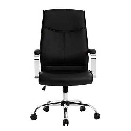 FAUTEUIL DE DIRECTION SIMILI CUIR NOIR BASE ACIER MAX