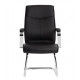 SIEGE VISITEUR FAUTEUIL SIMILI CUIR NOIR PIEDS