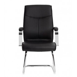 SIEGE VISITEUR FAUTEUIL SIMILI CUIR NOIR PIEDS