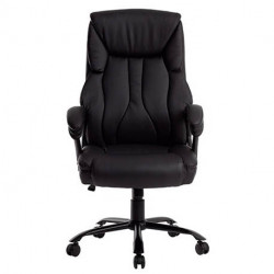 FAUTEUIL DE DIRECTION SIMILI CUIR NOIR BASE ACIER MAX