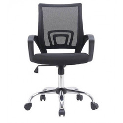 FAUTEUIL OPERATEUR NOIR MAILLE BASE METAL CHROME