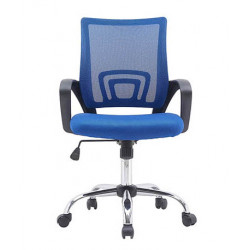 FAUTEUIL OPERATEUR NOIR/BLEU MAILLE BASE METAL MAX