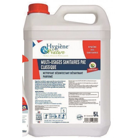 NETTOYANT DETARTRANT DESINFECTANT BIDON 5L PARFUM REMANANT EOCERT HYGIENE ET NATURE Bactéricide,Levuricide,Virucide