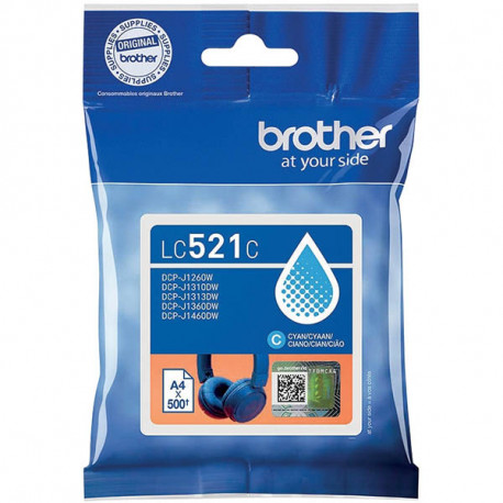 BROTHER CASQUE CARTOUCHE D'ENCRE CYAN AUTHENTIQUE LC521C