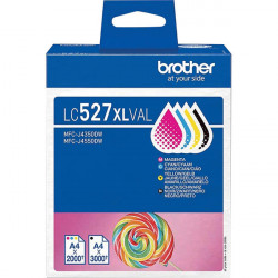 BROTHER SUCETTE  LOT 4 CARTOUCHES ENCRE NOIRE, CYAN, MAGENTA, JAUNE AUTHENTIQUE LC527XLVAL