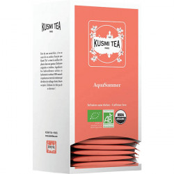 INFUSION TISANE AQUASUMMER KUSMI TEA BOITE 25 SACHETS HIBISCUS PECHE ABRICOT   BIO FAB France 