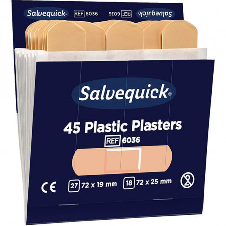 PANSEMENTS PLASTIQUE RESISTE A L EAU  BOITE DE 6X45 PANSEMENTS 27 EN 72X19 MM ET 16 EN 72X25MM  MAXI  CEDERROTH