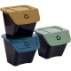 POUBELLE KIT TRI SELECTIF SUPERPOSABLE  FRIDA 30L LOT DE 3 COUVERCLES   DE 3 COULEURS  PAPERFLOW RECYCLABLE L39Xl39XH33 CM 