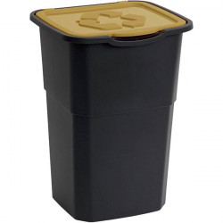POUBELLE TRI SELECTIF 50L  NOIR COUVERCLE JAUNE  PP RECYCLABLE PAPERFLOW L39Xl36XH54 CM  