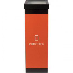 POUBELLE TRI SELECTIF  CANETTES NOIR  60L + COUVERCLE  L36,3 H76 P26,3 CM PAPERFLOW 