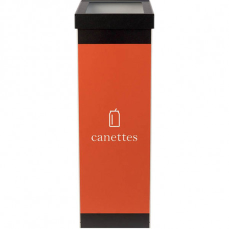 POUBELLE TRI SELECTIF  CANETTES NOIR  60L + COUVERCLE  L36,3 H76 P26,3 CM PAPERFLOW 