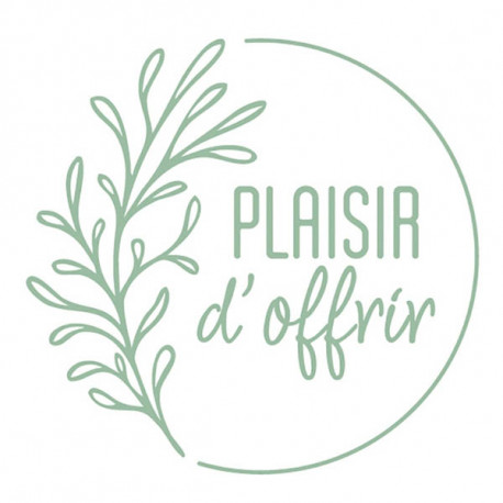 ROULEAU DE 500 ÉTIQUETTES CÉLÉBRATIONS "PLAISIR D'OFFRIR" Ø35MM VERT SUR FOND BLANC