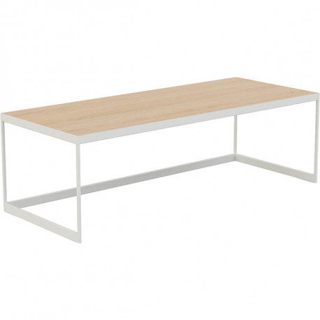 TABLE BASSE GIGOGNE SUZY  PLATEAU CHENE NATUREL PIETEMENT BLANC L110XP45XH34.5CM  60% RECYCLE RECYCLABLE AGEC PEFC FAB France