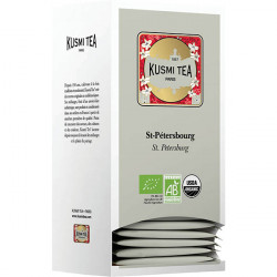 THÉ NOIR ST PETERSBOURG BERGAMOTE CARAMEL FRUITS ROUGE  KUSMI TEA BOITE 25 SACHETS   BIO FAB France