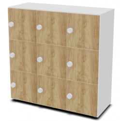 MEUBLE CASIER 9 CASES - PORTES STANDARD - SERRURE CODE PRIVE BLANC / CORPS BLANC/ PORTE NEBRASKA