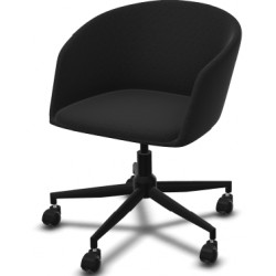 FAUTEUIL ARCO ASSISE+DOSSIER TISSU GRIS POIVRE - PIETEMENT SUR ROULETTES NOIR