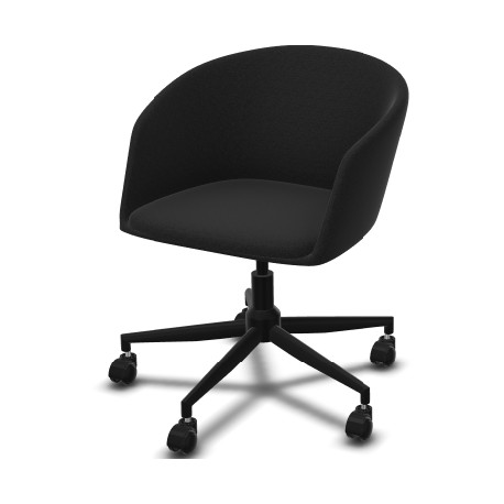 FAUTEUIL ARCO ASSISE+DOSSIER TISSU GRIS POIVRE - PIETEMENT SUR ROULETTES NOIR