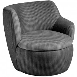 FAUTEUIL COTELE VELOURS GRIS L70 P70 H68 ASSISE P52 H41 CM