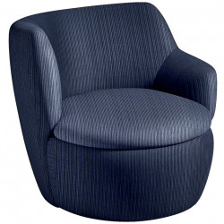 FAUTEUIL COTELE VELOURS BLEU L70 P70 H68 ASSISE P52 H41 CM