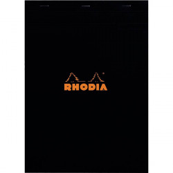 BLOC DE BUREAU RHODIA BLACK 80 FEUILLES, FORMAT A4, QUADRILLÉ 5X5, PAPIER BLANC 80G
