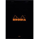 BLOC DE BUREAU RHODIA BLACK 80 FEUILLES, FORMAT A5, LIGNÉ, PAPIER BLANC 80G