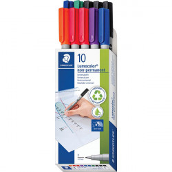 BOITE DE 10 FEUTRES LUMOCOLOR EFFAÇABLES 0,6MM ASSORTIS