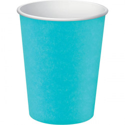 GOBELETS EN CARTON 20CL TURQUOISE PQT15 TEMP INF A 70° SANS PLASTIQUE RECYCLABLE FSC FAB France  