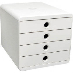 MODULE DE CLASSEMENT  4 TIROIRS FERMES  POPBOX AUTENTIK  BLANC  AGEC ANGE BLEU 90% RECYCLE RECYCLABLE EXACOMPTA 