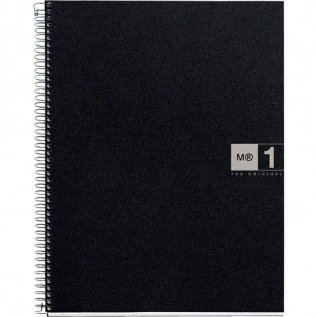 NOTEBOOK MIQUELRIUS FORMAT A4, 80 FEUILLES 70G, QUADRILLÉ 5X5, COUVERTURE PP NOIR, INTÉRIEUR GRIS