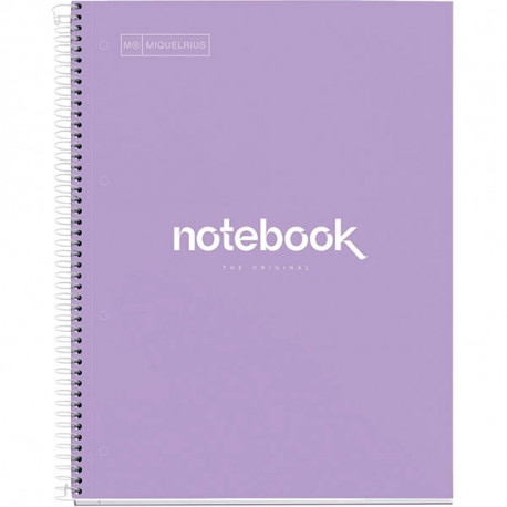 NOTEBOOK MIQUELRIUS FORMAT A4, 80 FEUILLES 90G, QUADRILLÉ 5X5, COUVERTURE CARTON RIGIDE LAVANDE