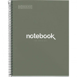 NOTEBOOK MIQUELRIUS FORMAT A4, 80 FEUILLES 90G, QUADRILLÉ 5X5, COUVERTURE CARTON RIGIDE VERT