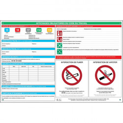 PANNEAU AFFICHAGE OBLIGATOIRE CODE DU TRAVAIL60X40CM  EXACOMPTA FAB France