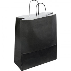 PAQUET DE 50 SACS KRAFT NOIR 35+14X40 POIGNÉES TORSADÉES
