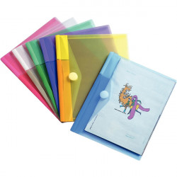 PAQUET DE 6 ENVELOPPES EN POLYPROPYLÈNE POUR FORMAT A5, COLORIS ASSORTIS