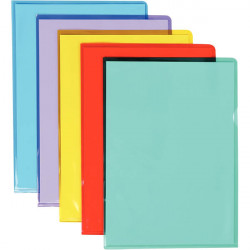 SACHET DE 50 POCHETTES COIN EN PVC LISSE, COLORIS ASSORTIS