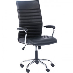 SIEGE FAUTEUIL DALLAS EN POLYURETHANE NOIR BASCULANT CENTRE DOSSIER CONTACT PERMANENT BLOCAGE 1 POSITION FIXE H 66CM /ASSISE L 4