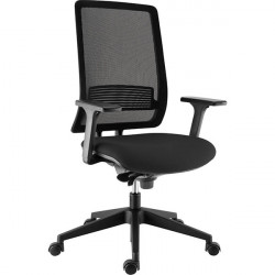 SIEGE FAUTEUIL ERGONOMIQUE OMAHA SYNCHRONE DOSSIER FIXE RESILLE AVEC RENFORT LOMBAIRES H61 CM REGLABLE EN NOIR /ASSISE TISSU NOI