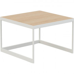 TABLE BASSE GIGOGNE SUZY  PLATEAU CHENE NATUREL PIETEMENT BLANC L43.5XP43.5XH30CM 60% RECYCLE RECYCLABLE AGEC PEFC FAB France
