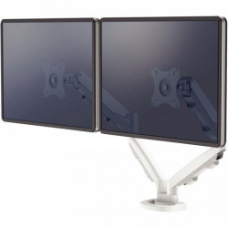 BRAS PORTE 2 ECRANS BLANC EPPA P/ 39" 8 KG MAX H DE 140-406MM ROTATION 360° INCLINAISON +/-90° P/ EPAISSEUR PLATEAU 8-82MM GRIS 