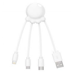 CABLE DE CHARGE 4 EN 1 LIGHTNING, TYPE-C, MICRO USB, USB MARQUAGE 1 COUL