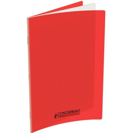 CAHIER PIQÛRE 60 PAGES CONQUERANT, 24X32 CM, SEYÈS, COUV PP ROUGE