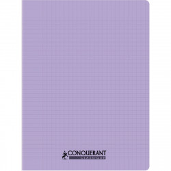 CAHIER PIQÛRE 96 PAGES CONQUERANT, 24X32 CM, SEYÈS, COUV PP LILAS