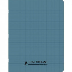 CAHIER PIQÛRE 96 PAGES CONQUERANT RECYCLE FORMAT 17X22 CM, RÉGLURE SEYÈS, COUVERTURE EN POLYPROPYLÈNE BLEU
