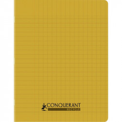 CAHIER PIQÛRE 96 PAGES CONQUERANT RECYCLE FORMAT 17X22 CM, RÉGLURE SEYÈS, COUVERTURE EN POLYPROPYLÈNE JAUNE