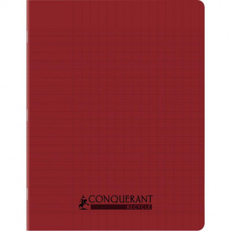 CAHIER PIQÛRE 96 PAGES CONQUERANT RECYCLE FORMAT 17X22 CM, RÉGLURE SEYÈS, COUVERTURE EN POLYPROPYLÈNE ROUGE