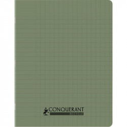 CAHIER PIQÛRE 96 PAGES CONQUERANT RECYCLE FORMAT 17X22 CM, RÉGLURE SEYÈS, COUVERTURE EN POLYPROPYLÈNE VERT