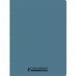 CAHIER PIQÛRE 96 PAGES CONQUERANT RECYCLE FORMAT 24X32 CM, RÉGLURE SEYÈS, COUVERTURE EN POLYPROPYLÈNE BLEU