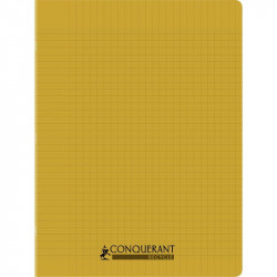 CAHIER PIQÛRE 96 PAGES CONQUERANT RECYCLE FORMAT 24X32 CM, RÉGLURE SEYÈS, COUVERTURE EN POLYPROPYLÈNE JAUNE